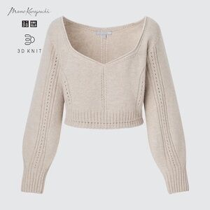 Uniqlo x Mame Kurogouchi 3D volume sleeve Women's Cream Sweater new size medium
